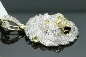 Pendentif et breloque tête de lion en argent 925 avec moissanite ronde de 2,3 carats, cadeau islamique parfait pour femme, plaqué or 14 carats - Product Image 2