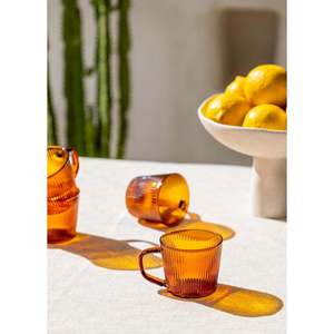 Taza de café de vidrio de borosilicato a rayas de 140Ml, tazas de cerámica en color ámbar - Product Image 2