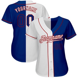 เสื้อเบสบอลแฟชั่นแบบแยกของแท้สีแดงรอยัลสีขาวออกแบบได้ตามต้องการ - Product Image 1