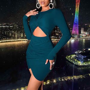 Vestido Casual Ajustado de Moda Primavera 2022 para Mujer, Falda Corta que Realza la Cadera, Silueta Bodycon, Cintura Natural, Tela Jersey - Product Image 6