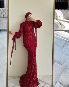 Impresionante Vestido de Novia Maxi Vintage de Satén con Cuentas y Estampado, Diseño Turco, Ecológico, para Fiestas Formales - Product Image 2