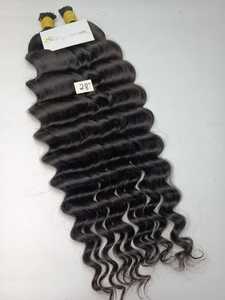 Paquetes de cabello virgen estirado doble con cabello humano vietnamita sin procesar de color negro Deep Wave Bulk Hair - Product Image 3