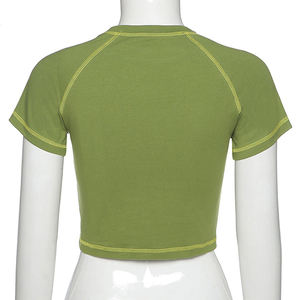 Nouveau style de débardeur pour femmes, respirant, décontracté, à manches courtes, uni, extensible, en coton et polyester - Product Image 3