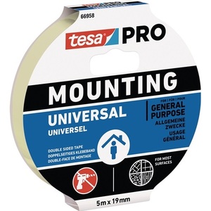 For TESA PRO Universal 66958 <b>White</b> Mounting <b>Tape</b> 5 m Length and 19 mm Width for Office Use - Product Image 1