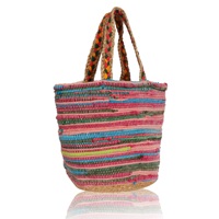 Tas Tote Katun Warna-warni Desainer Buatan Tangan untuk Wanita, Tas Belanja Ramah Lingkungan, Dapat Digunakan Kembali, Ukuran Dapat Disesuaikan