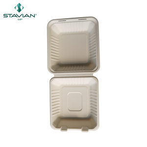 Vajilla ecológica desechable de fibra de hamburguesa biodegradable ODM 6x6 caja a base de plantas contenedor de comida de concha OEM - Product Image 1