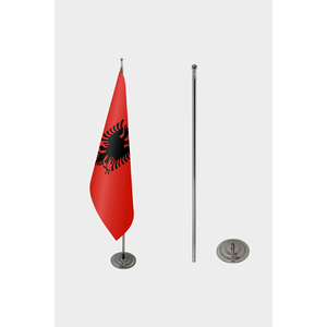 Drapeau d'intérieur officiel de l'Albanie avec impression numérique, mât en aluminium ou en fibre de verre, matériaux en plastique ou en polyester - Product Image 2