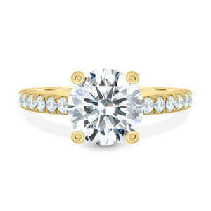 Hidden Halo Lab Grown Diamond Clouté Luxueux Mariage Fiançailles 14K Or Jaune Massif Rond Brillant Solitaire 4 Griffe Anneaux - Product Image 1