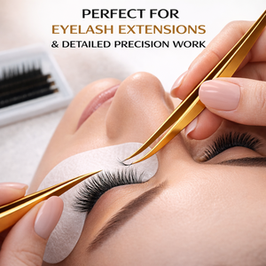 Gold Eyelash Extension Tweezers <b>Kit</b> 3 Piece Set Straight Curved Volume <b>Lash</b> Tools Stainless Steel for Beginners - Product Image 5