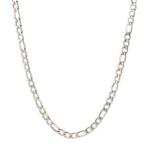 Cadena de Eslabones Figaro Plateada de 5 mm con Diamante y Perla, Joyería Religiosa Clásica de Acero Inoxidable para Regalos de Aniversario, Estilo Clásico - Product Image 3