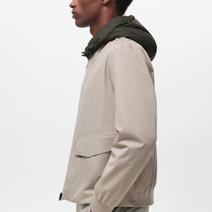 Chaqueta de bombardero con cremallera sólida y cuello vuelto de otoño vintage con tela peinada y servicio OEM - Product Image 4