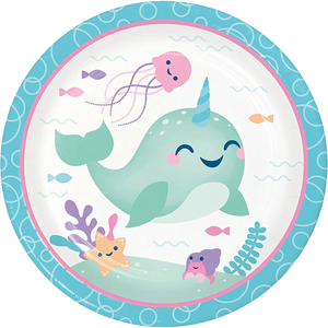 Assiettes en papier DAMAI Narwhal 7,9 pouces, vaisselle jetable pour décorations de fête d'enfants - Product Image 1