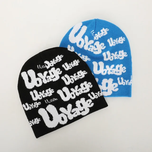 Gorro de punto de invierno Unisex de alta calidad personalizado OEM, Gorras acrílicas negras, logotipo bordado, estilo Hip Hop de moda para viajes - Product Image 1
