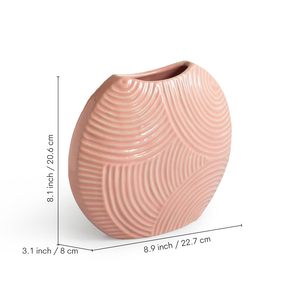 Diseño de círculo exclusivo Color blanco Floreros Arte Decoración Diseño Estilo Cerámica para Pampas Hierba y Flores Secas - Product Image 3