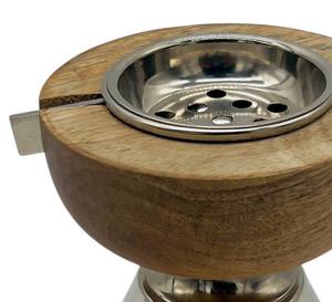Quemador de Incienso de Madera Artesanal con Cuenco de Metal, Base de Pedestal Plateada, Porta Incienso, Decoración del Hogar, Regalo, Estilo de Medio Oriente - Product Image 6