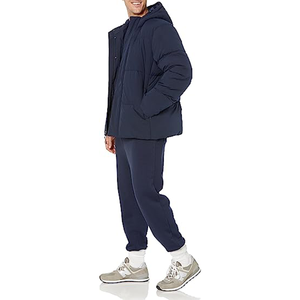 OEM Winter <b>Men's</b> High Quality Canvas <b>Padded</b> Jacket with Hood Zipper-Up Custom Bubble Coat Comfortable Winter Jacket - Product Image 5