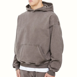 Custom Logo for Double Layer 400gsm <b>Thick</b> <b>Fleece</b> 100% Cotton Pullover Winter High Street Vintage Wash Hoodies - Product Image 2