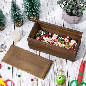 Caja de almacenamiento de madera con tapa deslizante, caja de recuerdo de madera de pino de color marrón oscuro para organizadores de escritorio de memoria y decoraciones para el hogar - Product Image 5