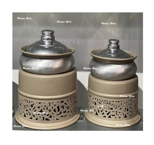 Juego de platos para servir comida de color dorado y azul de 2 ollas para servir buffet de aluminio de diferentes tamaños para proveedor mayorista - Product Image 4