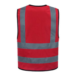 Red Color Best Heavy Duty Premium Safety Vest Logo Free Size Waistcoat Reflective Security Vest Double <b>Net</b> - Product Image 2