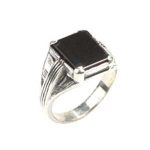 Men's 925 Sterling Silver Rectangular Onyx Stone <b>Ring</b> Bezel Setting Gift - Product Image 2