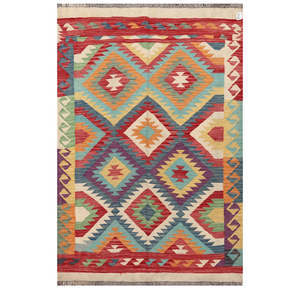 Alfombra Kilim de Maimana, Afganistán, 208 x 137 cm, Alfombras y Conjuntos Tradicionales Afganos - Product Image 1