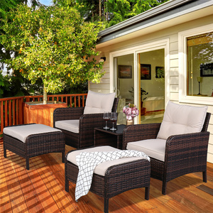 Juego de Muebles de Jardín Modernos de Mimbre Sintético para Exteriores, con Cojines Resistentes a la Intemperie, para Patio, Villa, Hotel, Parque, Jardín, Balcón y Piscina - Product Image 3