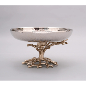 Cuenco Decorativo de Metal Martillado a Mano con Base de Raíz de Árbol, Centro de Mesa para Comedor, Frutas, Cuenco Decorativo para Hoteles, Cuenco para Servir Postres - Product Image 2