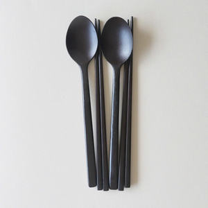 ชุดช้อนไม้สีดำแบบพรีเมี่ยมช้อนตะเกียบไม้ของแข็งหรูหราของขวัญขึ้นบ้านใหม่เครื่องใช้บนโต๊ะอาหารทำจากไม้ - Product Image 2