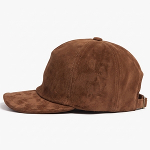 Casquette de baseball en daim marron avec logo personnalisé, 6 panneaux, réglable, fermeture snapback, broderie en nylon, respirante, imperméable, décontractée, pour l'extérieur - Product Image 2