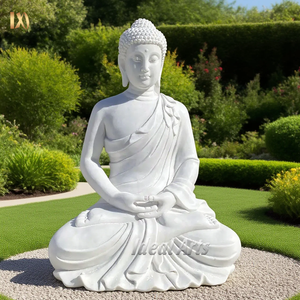 Hand Carved Large White Stone Marble Religious <strong>Buddha</strong> <strong>Statue</strong> Sculpture For Outdoor Garden Temple And Home Decor - Product Image 2