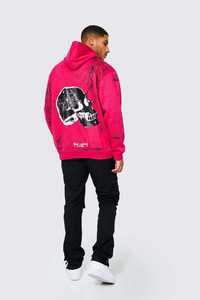 Sudadera con Capucha Extra Grande con Estampado de Calavera Rosa para Halloween, Ropa Casual de Calle, 100% Algodón, Sudadera Gruesa para Hombre, Edición Halloween - Product Image 2