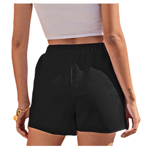 Short de course extérieur respirant pour femme avec taille élastique cordon de serrage poche latérale bord brut coupe ample décorée d'un nœud - Product Image 2