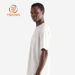 240gsm 100% algodón camiseta hombres peso pesado de gran tamaño grueso acanalado cuello redondo transpirable ligero bambú Logo impreso de punto - Product Image 2