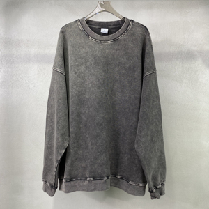 Logo personnalisé Sweat-shirt à col rond en coton de haute qualité lavé à l'acide Sweat-shirt à manches longues vierge pour hommes - Product Image 2