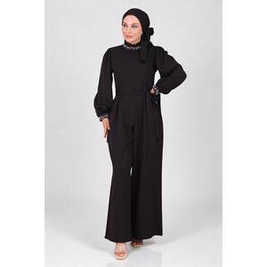 Combinaison noire décontractée avec détails style MSW19152-1 - Product Image 1