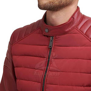 แจ็กเก็ตหนังสำหรับฤดูหนาวแบบบางของผู้ชายขายดีที่สุดออกแบบเองได้พร้อมปกคอตั้งและโลโก้หนังแกะด้านหน้าสินค้าขายดี - Product Image 6