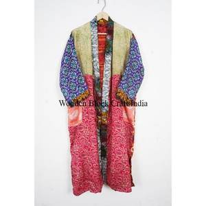 Kimono de Seda de Lujo, Ropa de Estar por Casa, Regalo, Estilo Boho, para Festivales, Verano, Sexy, Hecho a Mano, Vintage, Sari, Manga 3/4, Secado Rápido, Pareo de Playa - Product Image 4