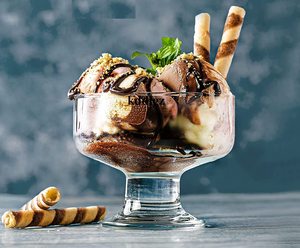 Cuenco de forma curvada transparente de cristal, postre, Helado, postre, juego de cuencos de helado, pudín, colas simuladas - Product Image 2