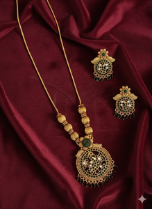 Ensemble de collier pendentif paon en or haut de gamme avec perles de perles pour femmes, bijoux de mariée traditionnels pour occasions spéciales - Product Image 5