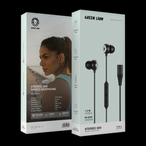 หูฟังแบบมีสาย Type C X90สิงโตสีเขียว & หูฟังอุปกรณ์เสริมสำหรับดนตรีสเตอริโอ - Product Image 2