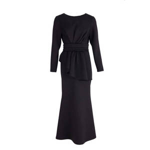 <b>Black</b> Knitted Maxi Dress with Front Detail-Casual Sheath Bodycon A-Line - Product Image 1