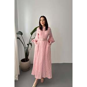 <span class=keywords><strong>Abito</strong></span> Lungo <span class=keywords><strong>Rosa</strong></span> <span class=keywords><strong>Cipria</strong></span> da Donna Elisa Fashion con Dettaglio Cintura - Product Image 1