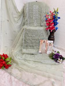 Conjunto de traje de organza exclusivo de gran oferta para mujer con trabajo de hilo detallado y corte elegante para celebraciones diurnas y nocturnas - Product Image 6