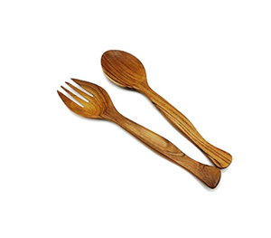 Ensemble de couverts à salade en bois d'acacia, style moderne, artisanat indien fait à la main, ustensiles de cuisine, passe au lave-vaisselle - Product Image 3