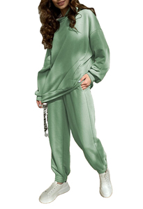 Chándal de poliéster y algodón con logotipo personalizado, ropa de entrenamiento de precio barato, conjunto de 2 piezas, chándal de mujer lavable de gran tamaño - Product Image 3