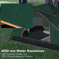 Tienda de Campaña Tipo Domo, Instalación Instantánea, Impermeable, de Poliéster, Cuatro Estaciones, Doble Capa, Camuflaje, con Porche para Senderismo y Viajes al Aire Libre