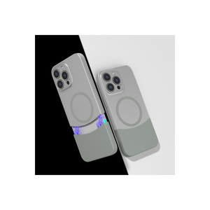 Coque en silicone liquide premium TDOM Double Cover compatible MagSafe pour iPhone 15 Pro Max, coque double élégante en gris - Product Image 1