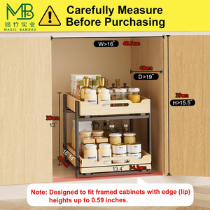 Estante de Almacenamiento de Cocina con Cajones Deslizantes Dobles de Bambú, Suministro al por Mayor - Product Image 4