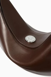 Bolso de Hombro de Cuero Genuino Marrón Oscuro para Mujer, con una Sola Correa, Resistente al Agua, Forma de Luna Creciente, Estilo Hobo, Minimalista y Moderno - Product Image 2